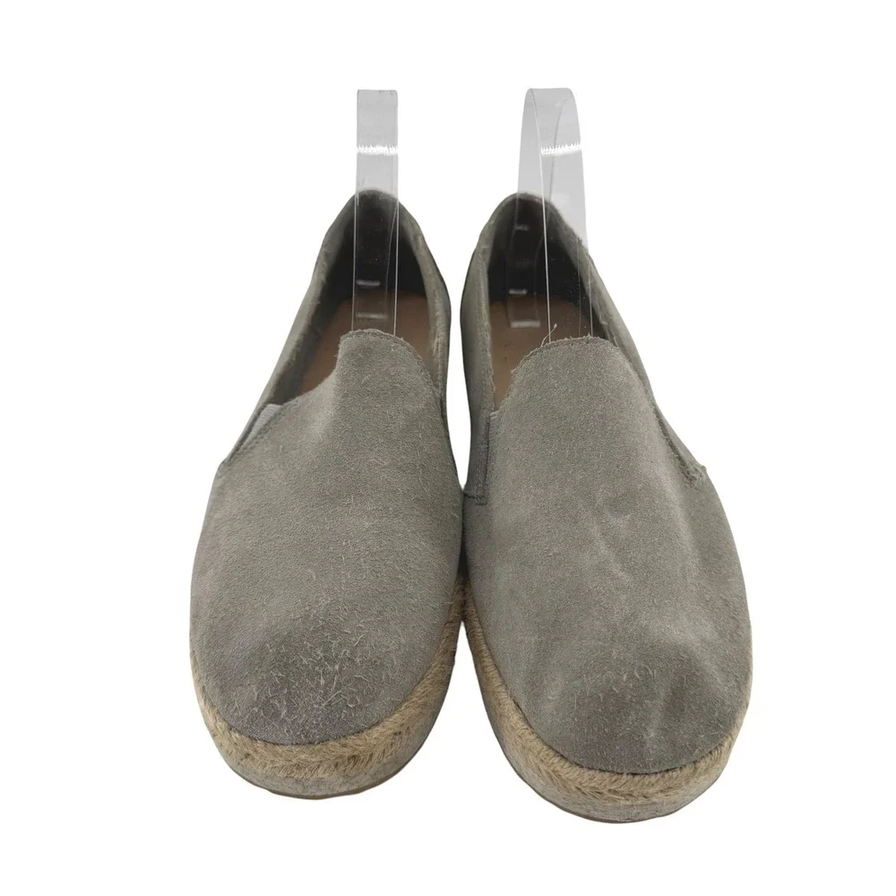 TOMS Womens Grey Suede Rope Alpargata Platform Espadrille Slip On Shoes Size 9.5